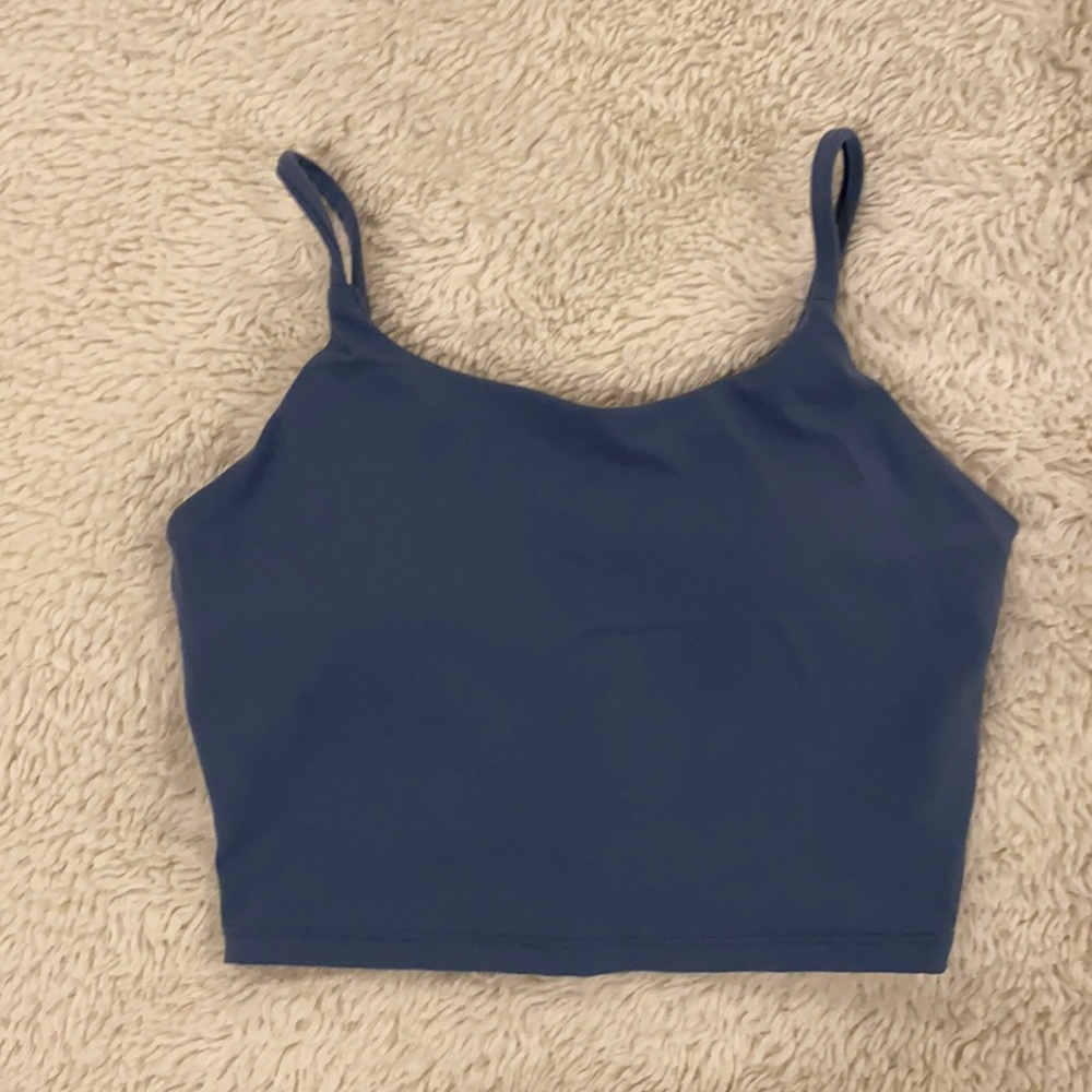 Blue cropped workout tank